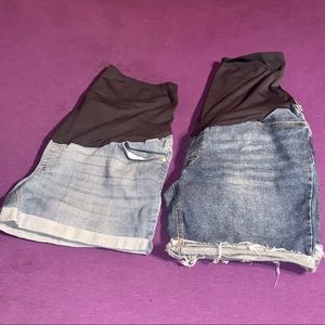 2 Pairs Maternity Jean Shorts- XL